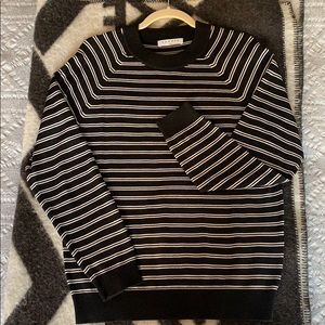 Sandro Long Sleeve Silk Ribbed Stripped Sweater